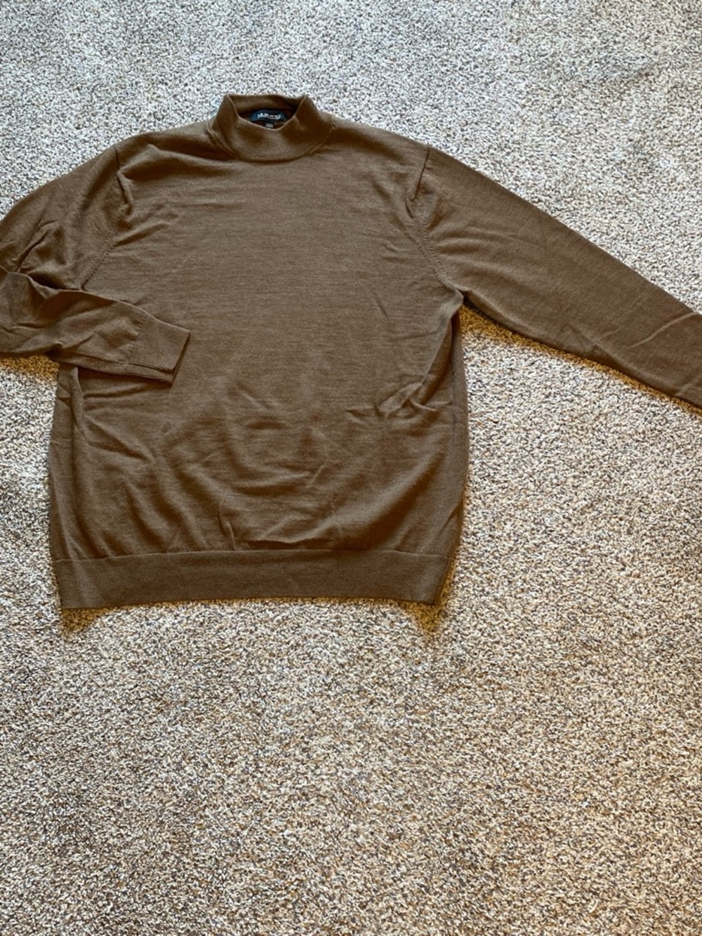 Murano Men's Merino Wool Brown Turtleneck Sweater Size XL